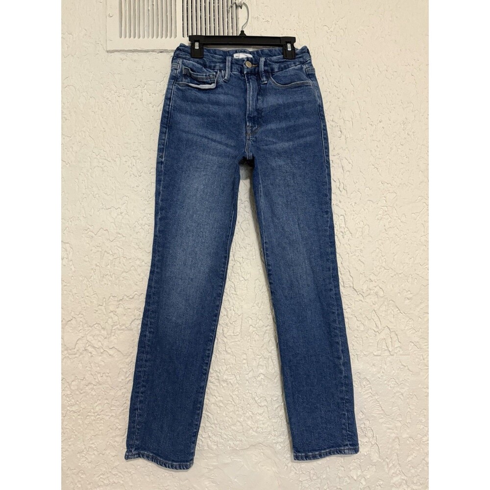 Good American  Good Classic Split Pocket Straight Mid to-High Rise Jeans SZ 2 26